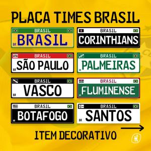 Placa Decorativa • Times de Futebol Brasil • PS (poliestireno) 2mm 40x13cm e 22x7cm • Colorido Frente • Impressão Direta UV • Cantos Arredondados 